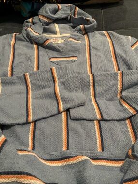Faherty Light Blue Striped Terry Polo